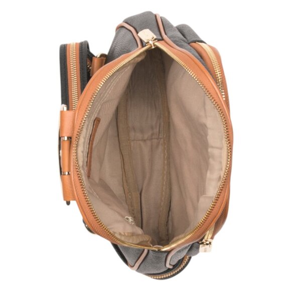 VALENTINA Made In Italy Leather Flat Backpack With Center Zip Closure - Picture 2 of 4